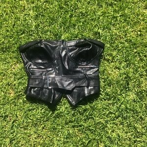 faux leather strapless top